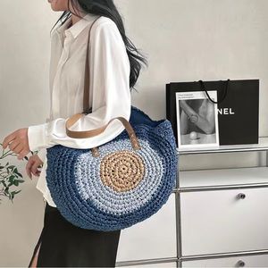 NWOT Boho Woven Straw Tote Shoulder Bag Beachy Vibes